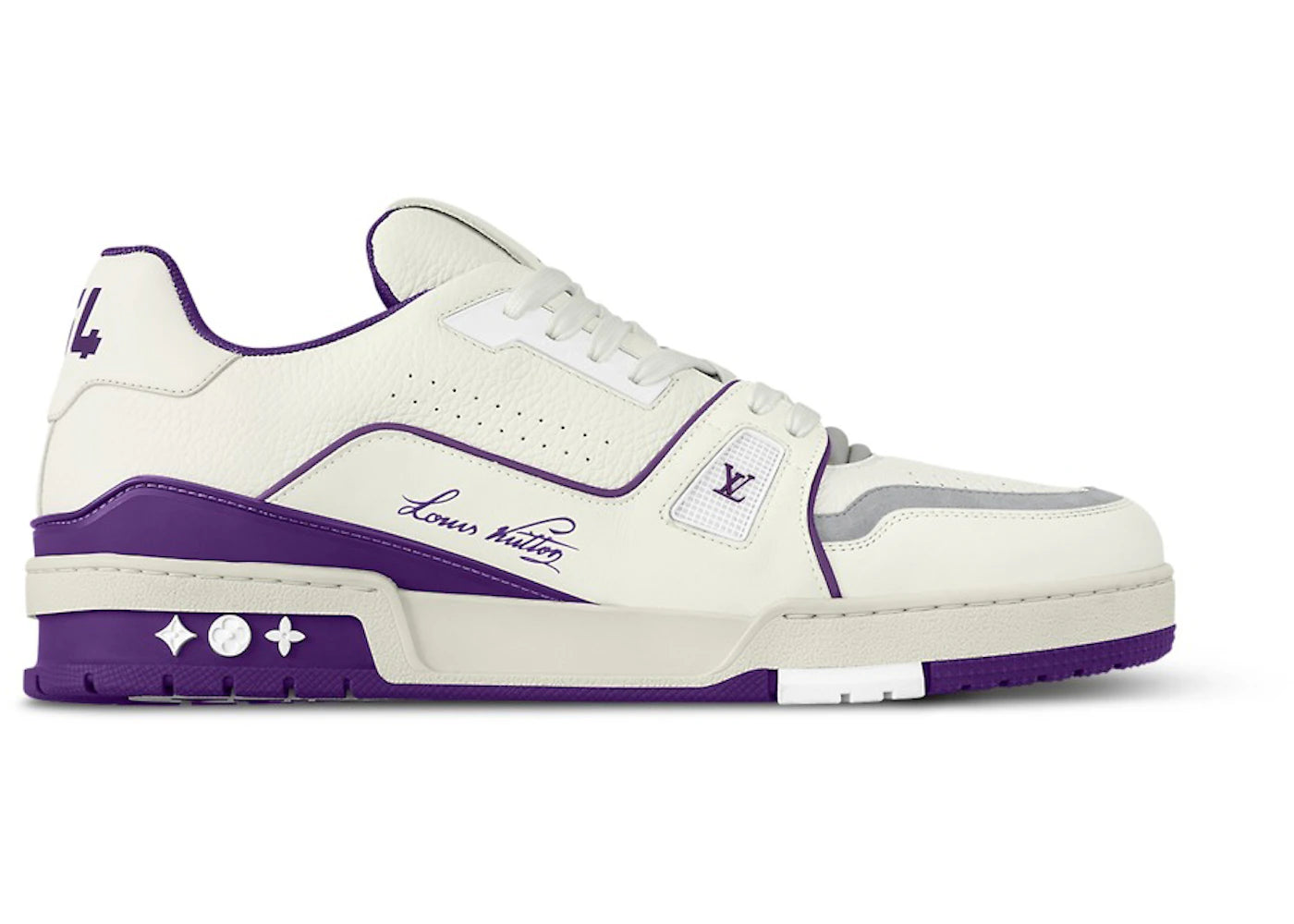 Louis Vuitton LV Trainer White Purple Script