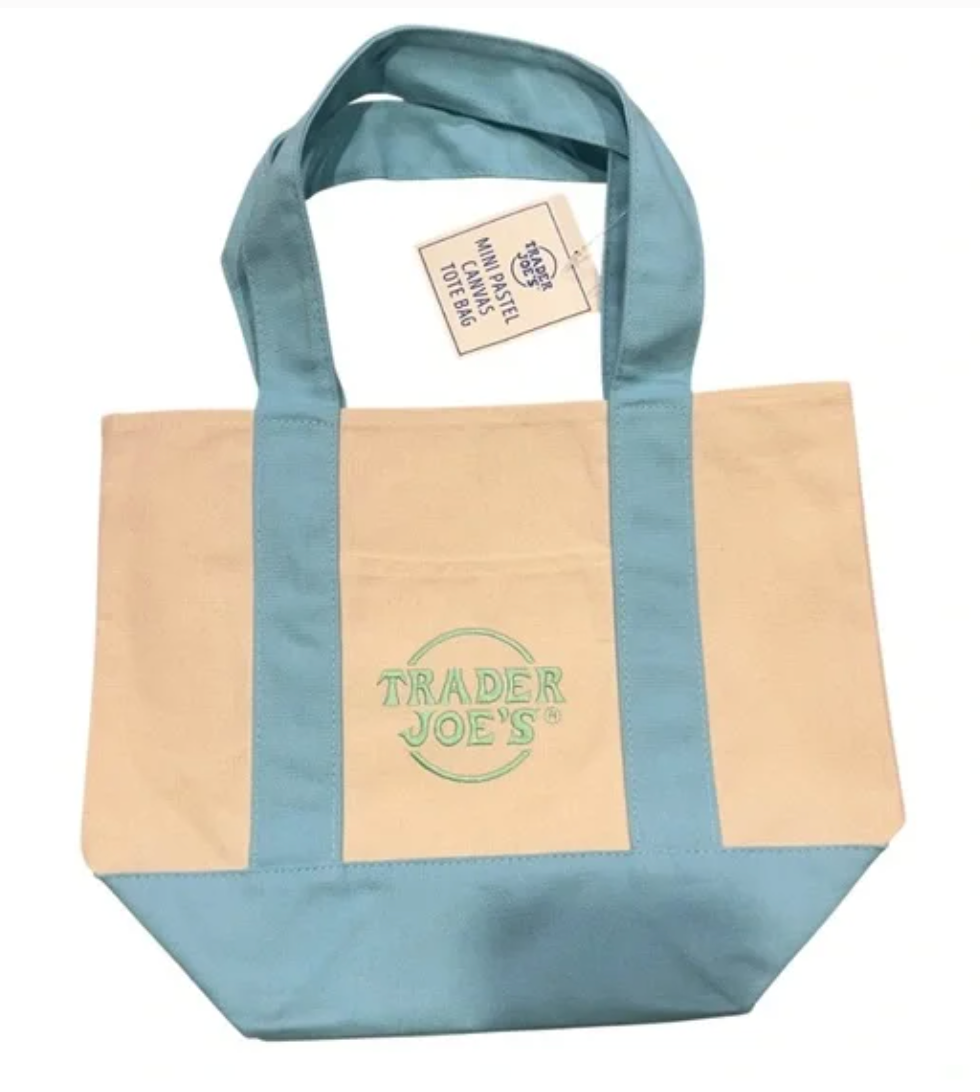 Trader Joe's Mini Pastel Canvas Tote Bag (Blue)