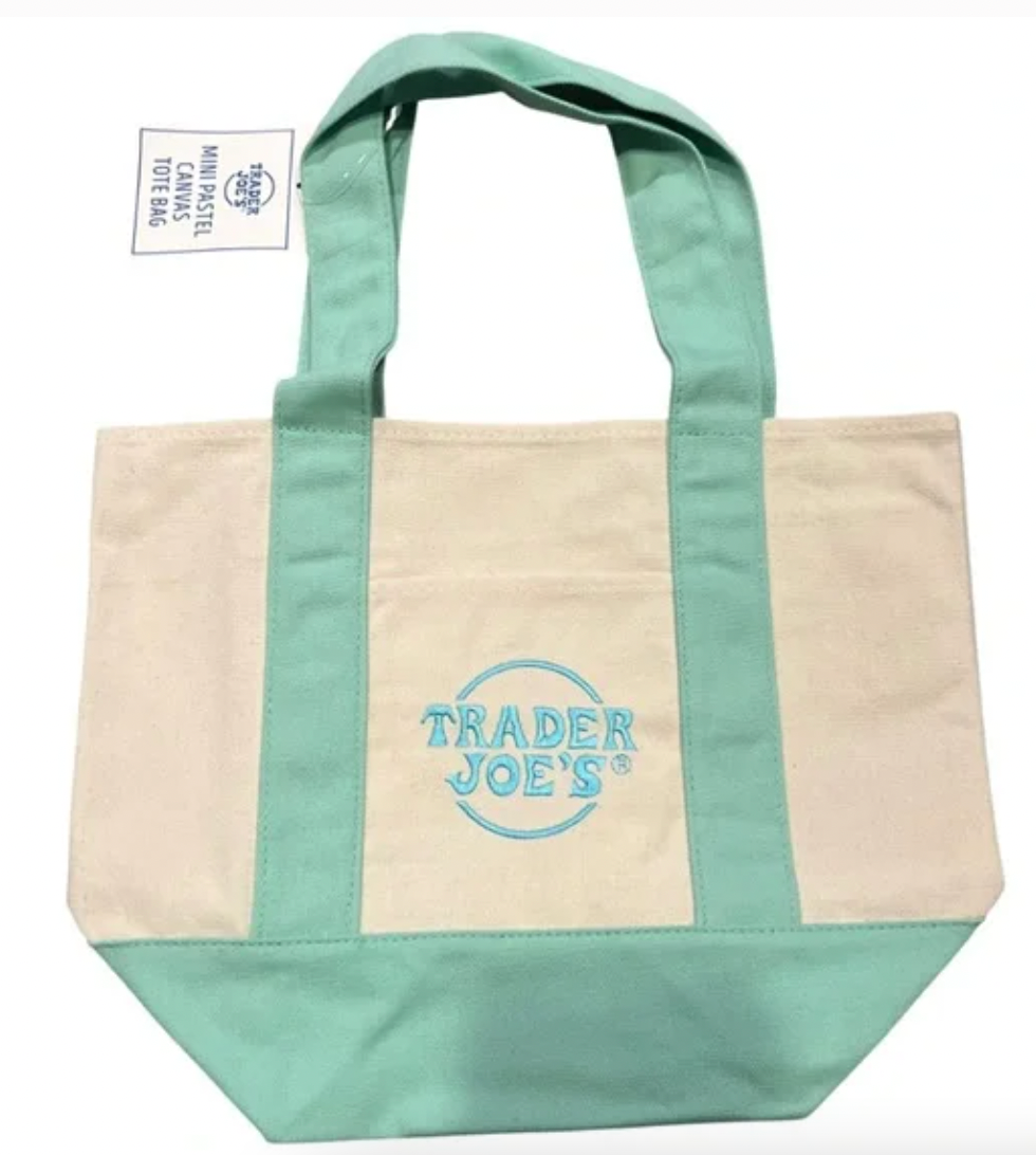 Trader Joe's Mini Pastel Canvas Tote Bag (Green)