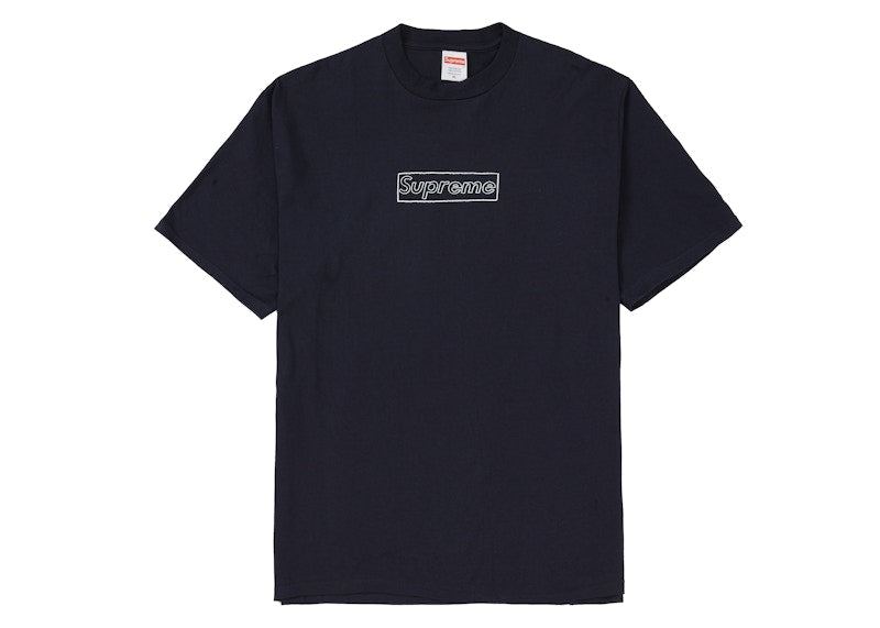 Supreme KAWS Chalk Logo Tee Navy