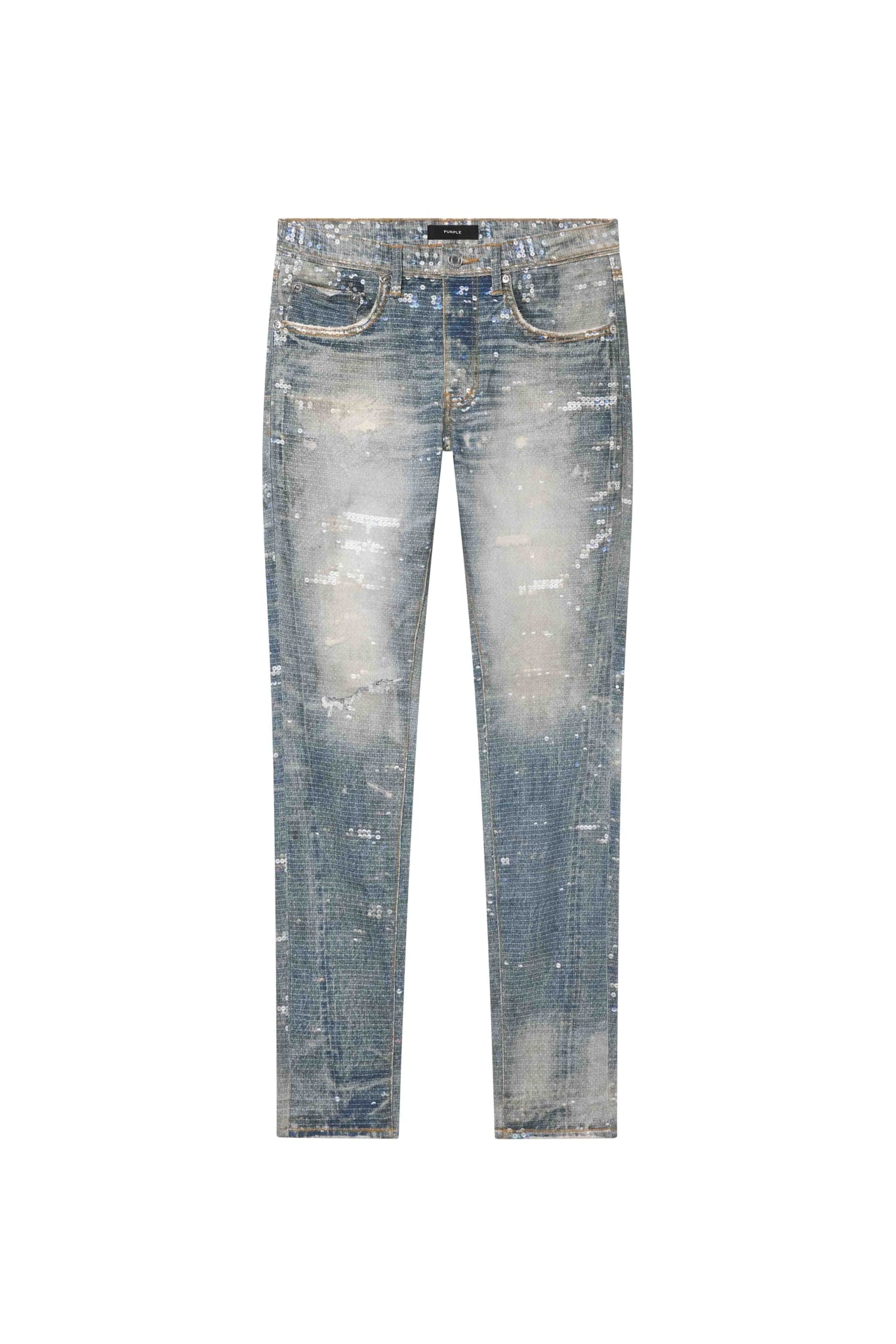 PURPLE Printed Sequin Denim