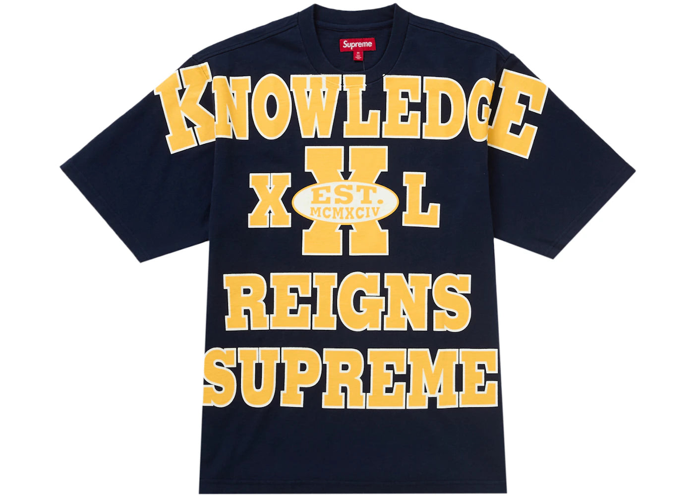Supreme Overprint Knowledge S/S Top Navy