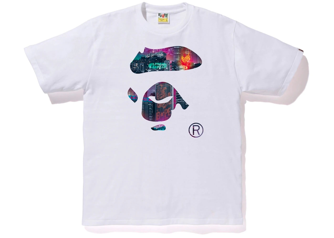 BAPE Neon Tokyo Ape Face Tee White