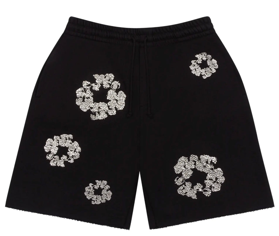 Denim Tears Cashmere Swarovski Cotton Wreath Shorts 'Black'